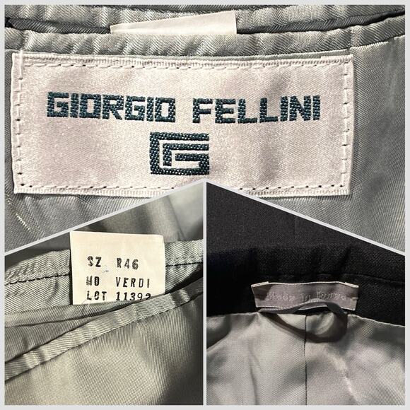 Giorgio Fellini Mens 46R 38x31 Black Tuxedo 2-Piece Set Tux Black Tie - Picture 16 of 16